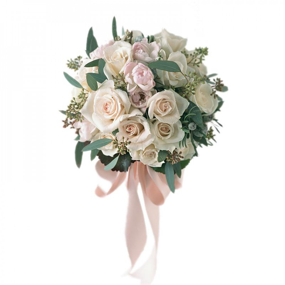 букет невесты из роз и тюльпанов